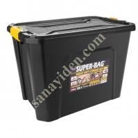 HİPAŞ PLASTİK - SİYAH 60 LİTRE KAPAKLI SAKLAMA KABI - HS-4038, Taşıma Sandıkları Ve Arabaları