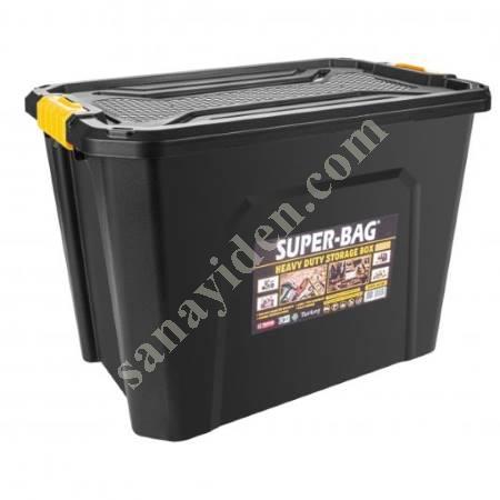 HİPAŞ PLASTİK - SİYAH 60 LİTRE KAPAKLI SAKLAMA KABI - HS-4038, Taşıma Sandıkları Ve Arabaları