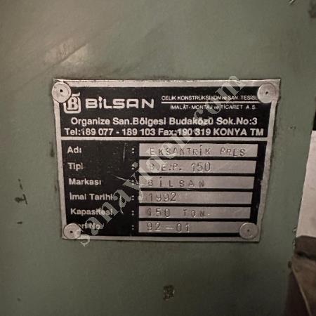 BİLSAN MARKA 150 TON ÇELİK GÖVDE EKSANTRİK PRES, Eksantrik Pres