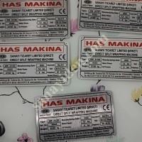 STANDARTLARA UYGUN MAKİNA ETİKETİ, METAL ETİKET , Makina