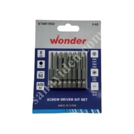 WONDER YILDIZ POZİ DÜZ BİTS UÇ SETİ 50MM 8 Lİ, El Aletleri