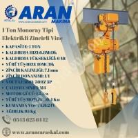 1 TON MONORAY TİPİ ELEKTRİKLİ ZİNCİRLİ VİNÇ, Zincir - Caraskal -  Halat - Makaraları