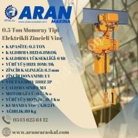 0.5 TON MONORAY TİPİ ELEKTİRKLİ ZİNCİRLİ VİNÇ, Zincir - Caraskal -  Halat - Makaraları