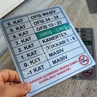 ASANSÖR KAT PLANI ETIKETI,KAT BILGILERI YAZAN METAL ETIKET ,